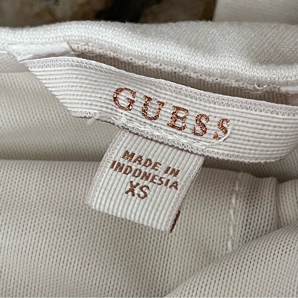 Vintage Y2K GUESS White Bodycon Mini Dress Mesh Cut-Out Sexy Party XS Holiday - Picture 7 of 9